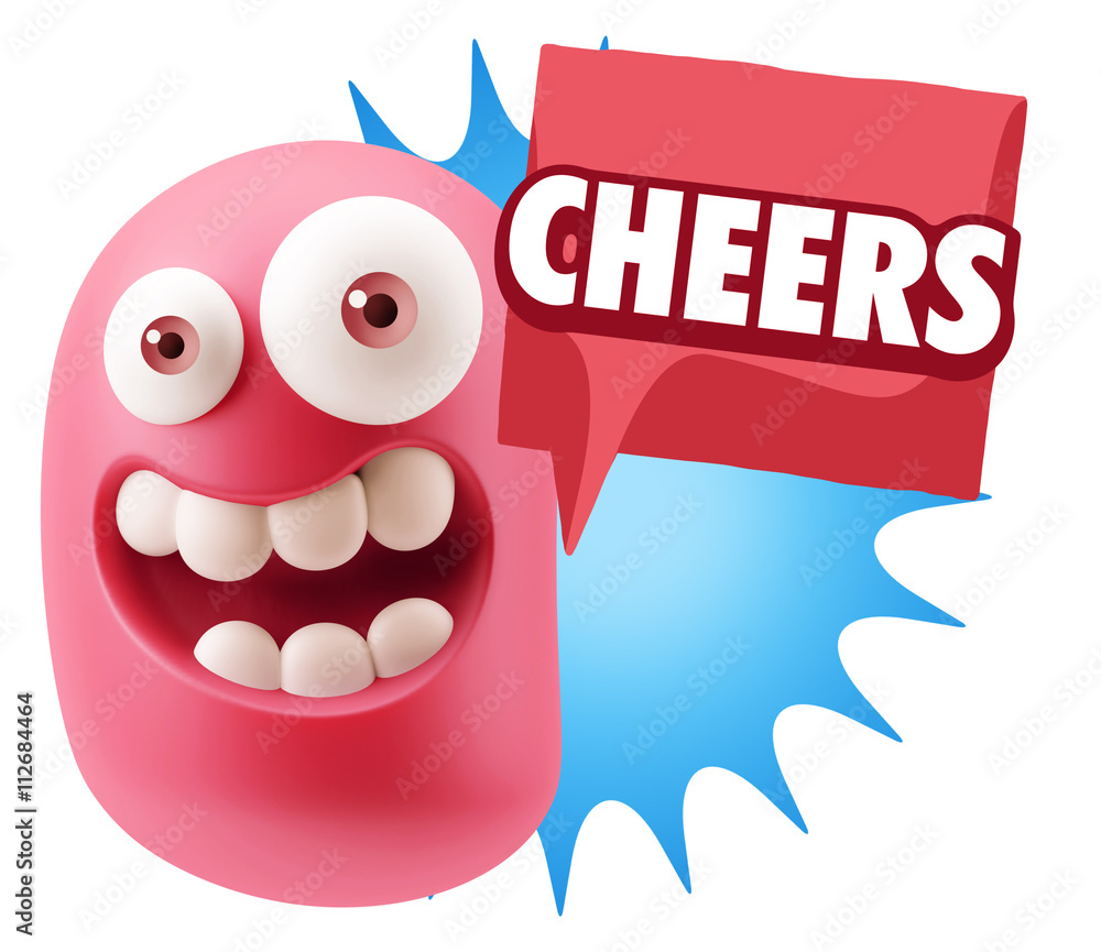 Obraz premium 3d Rendering Smile Character Emoticon Expression saying Cheers w