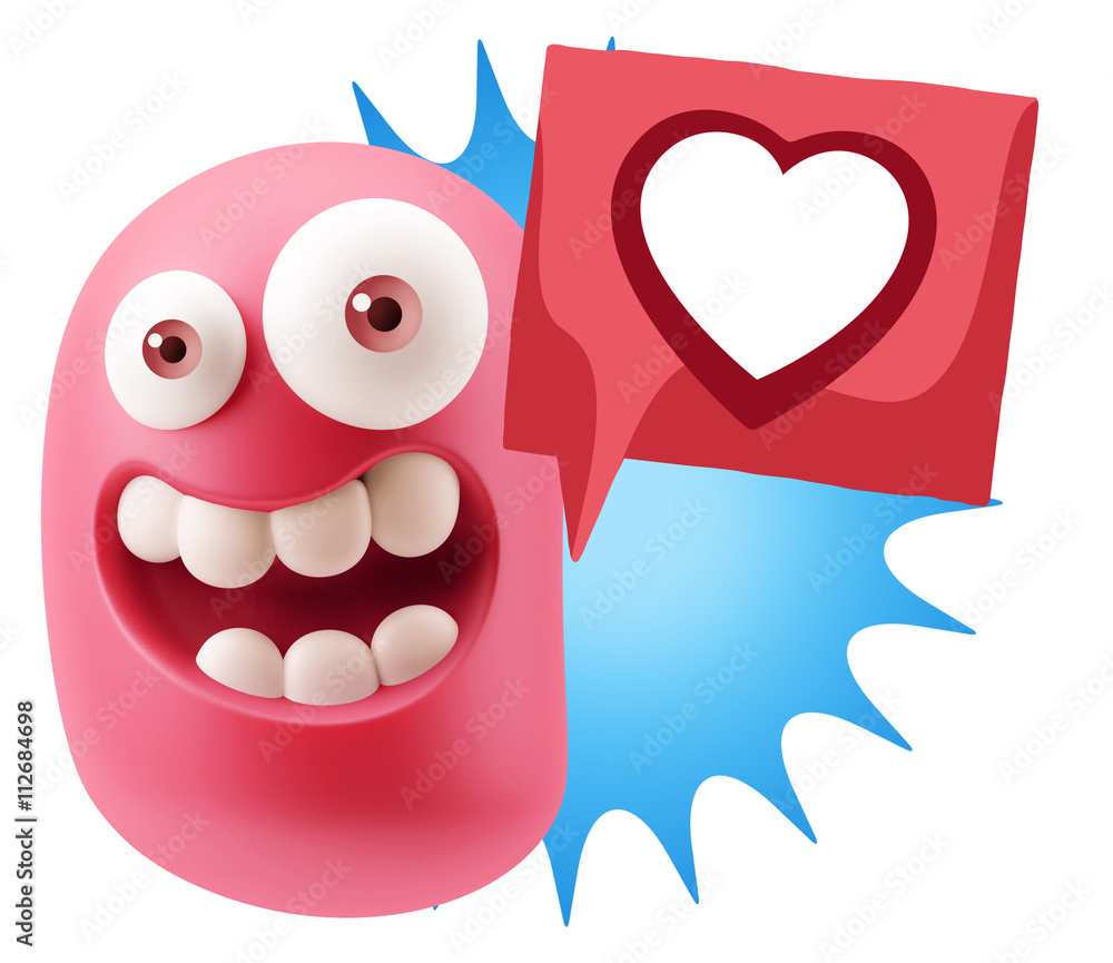 3d Rendering Smile Character Emoticon Expressing Love with a Hea 3d Rendering Smile Character Emoticon Expressing Love with a Hea