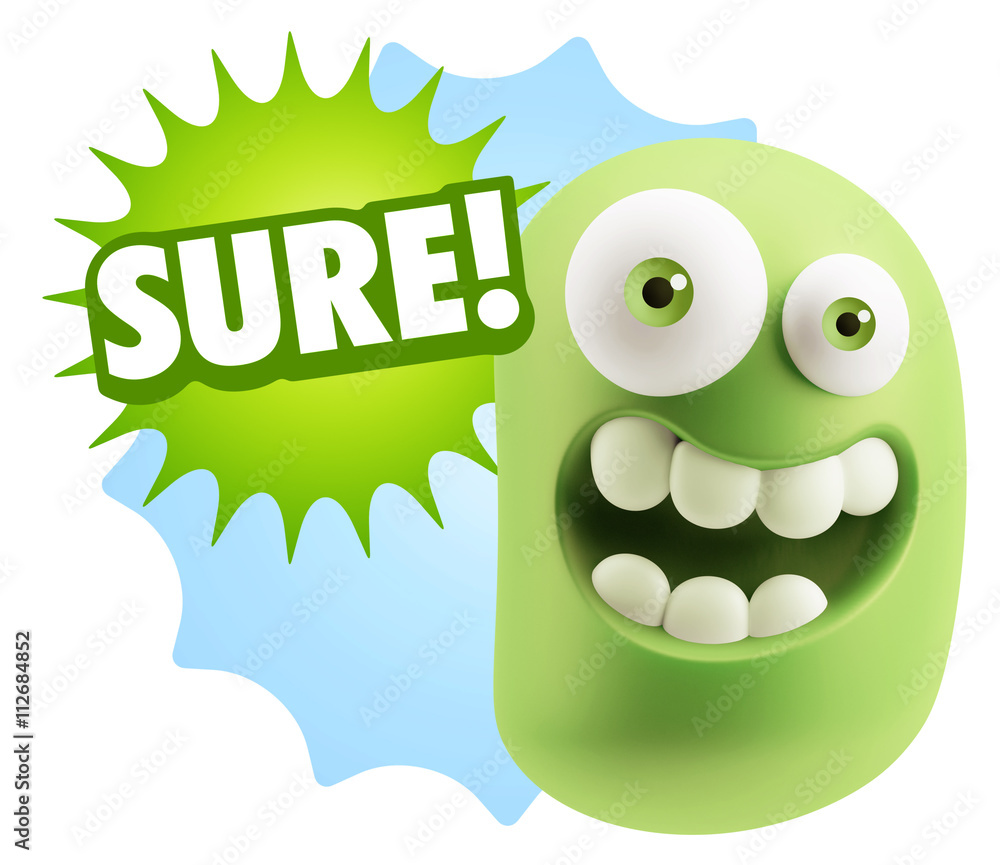 Fototapeta premium 3d Illustration Laughing Character Emoji Expression saying Sure