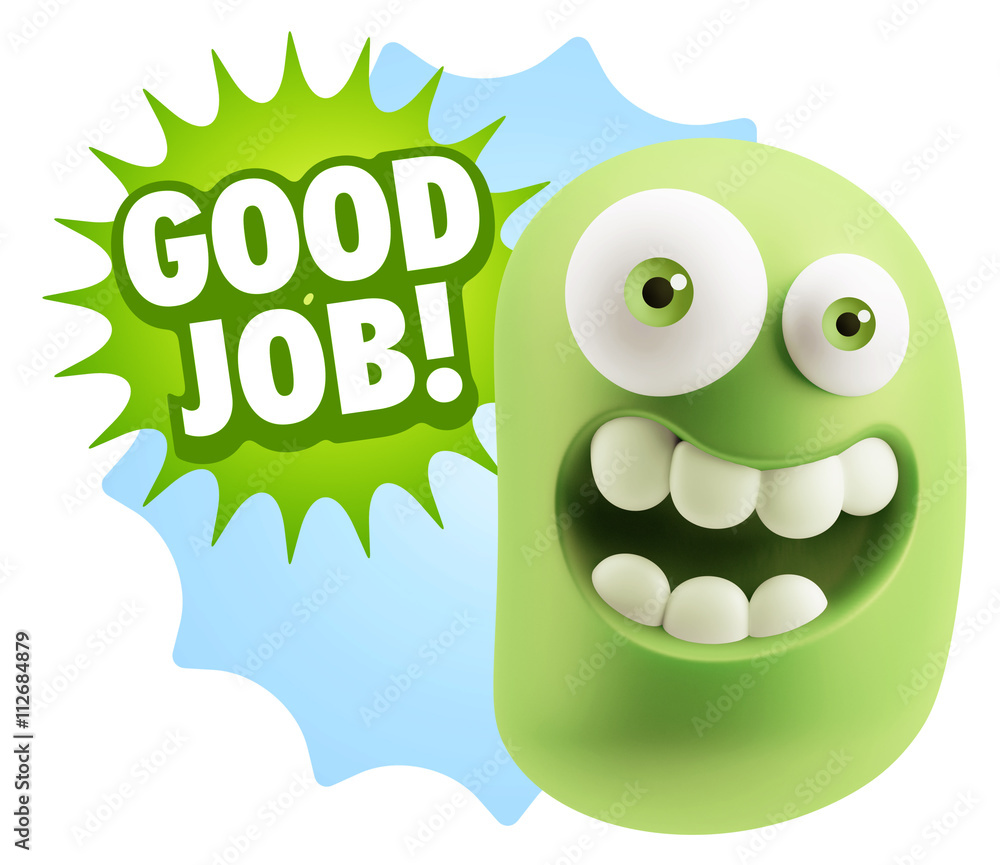 3d Rendering Smile Character Emoticon Expression saying Good Job 3d Rendering Smile Character Emoticon Expression saying Good Job