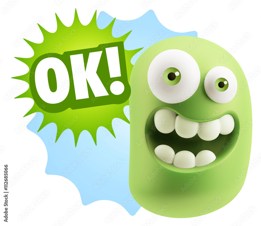 3d Rendering Smile Character Emoticon Expression saying Ok with 3d Rendering Smile Character Emoticon Expression saying Ok with