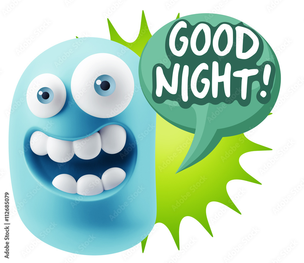 3d Rendering Smile Character Emoticon Expression saying Good Nig 3d Rendering Smile Character Emoticon Expression saying Good Nig