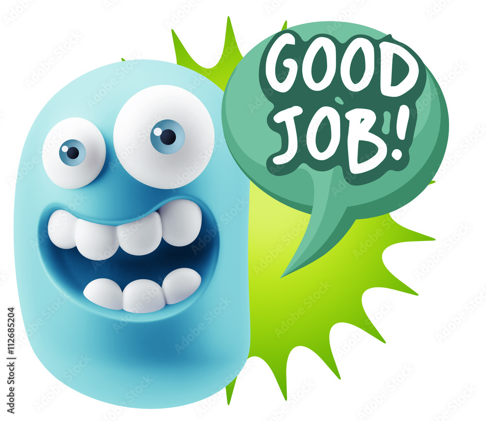3d Rendering Smile Character Emoticon Expression saying Good Job 3d Rendering Smile Character Emoticon Expression saying Good Job