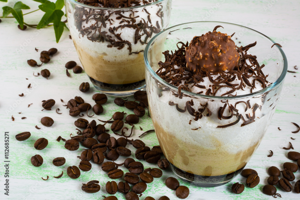 Coffee cocktail with chocolate candy Coffee cocktail with chocolate candy