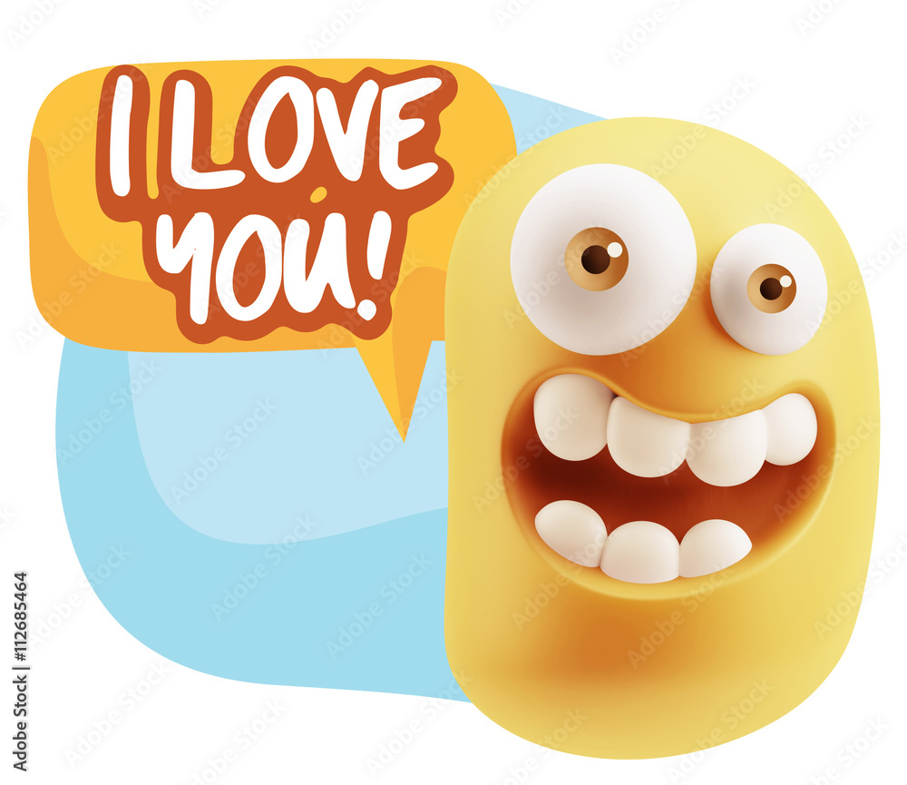 3d Rendering Smile Character Emoticon Expression saying I Love Y 3d Rendering Smile Character Emoticon Expression saying I Love Y