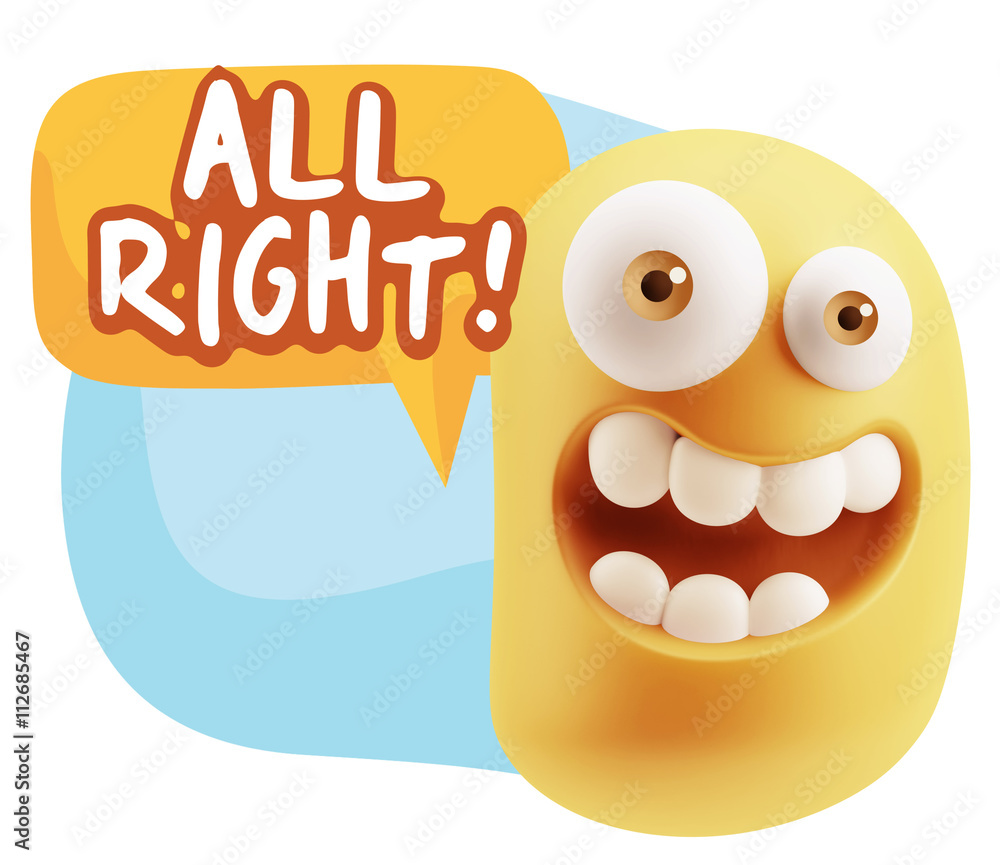 3d Rendering Smile Character Emoticon Expression saying All Righ 3d Rendering Smile Character Emoticon Expression saying All Righ