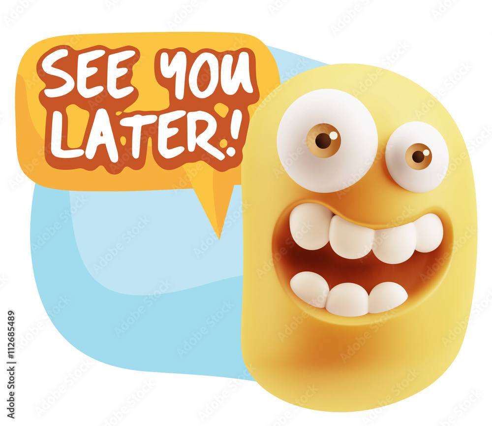 3d Illustration Laughing Character Emoji Expression saying See Y 3d Illustration Laughing Character Emoji Expression saying See Y