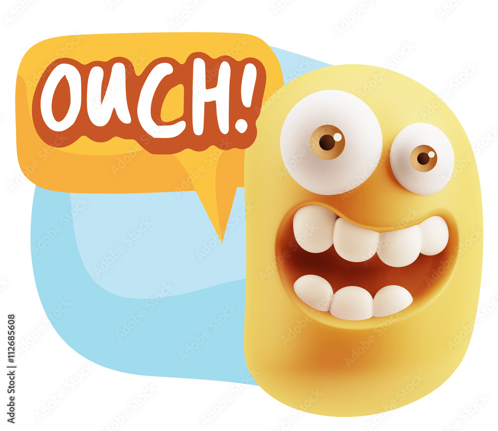3d Illustration Laughing Character Emoji Expression saying Ouch 3d Illustration Laughing Character Emoji Expression saying Ouch