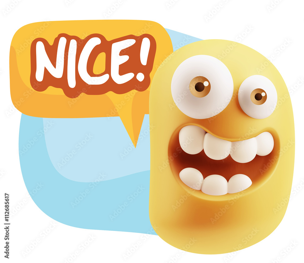 3d Rendering Smile Character Emoticon Expression saying Nice wit 3d Rendering Smile Character Emoticon Expression saying Nice wit