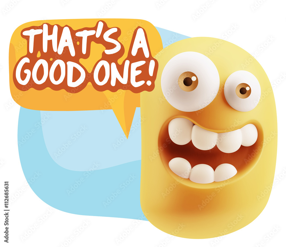 3d Illustration Laughing Character Emoji Expression saying That' 3d Illustration Laughing Character Emoji Expression saying That'