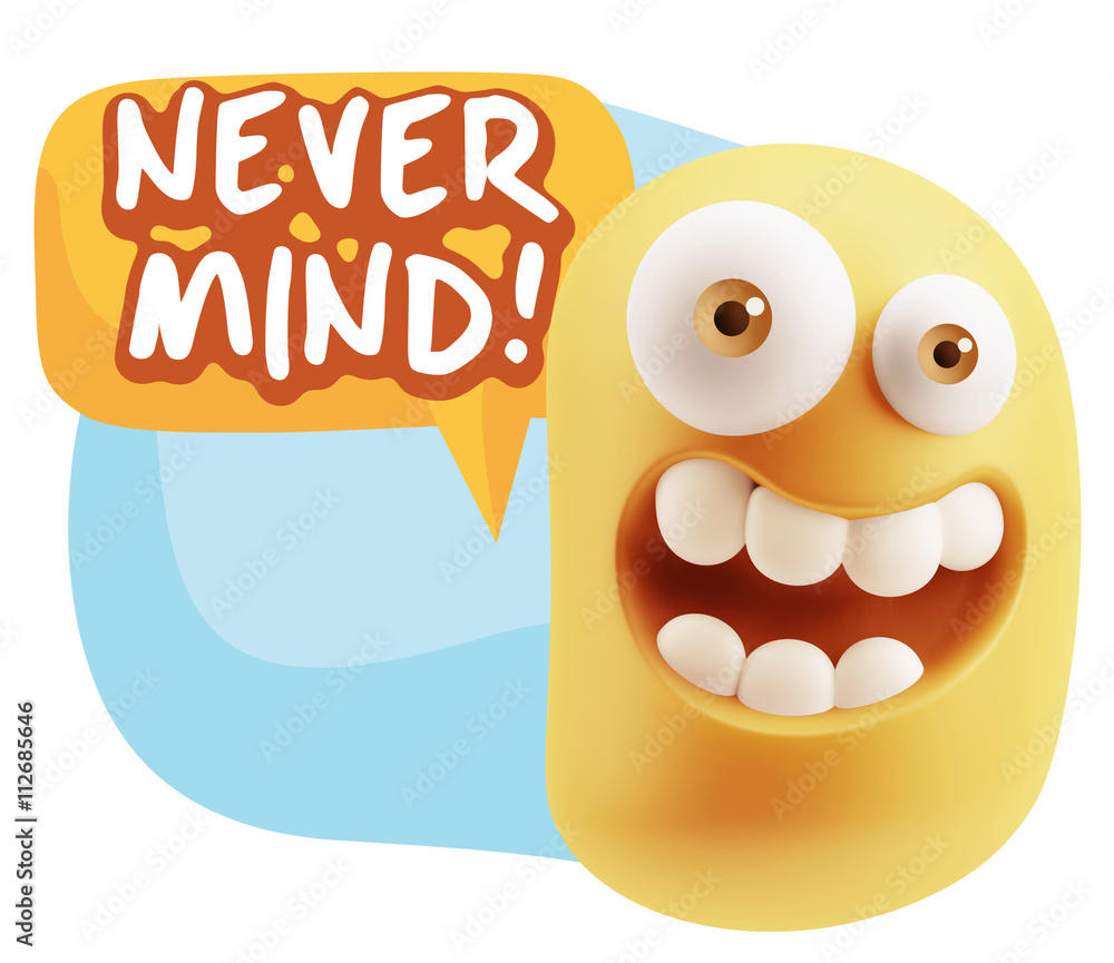 3d Rendering Smile Character Emoticon Expression saying Never Mi 3d Rendering Smile Character Emoticon Expression saying Never Mi