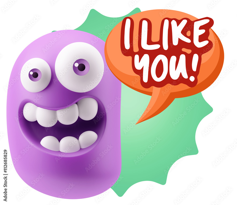 Obraz premium 3d Illustration Laughing Character Emoji Expression saying I Lik