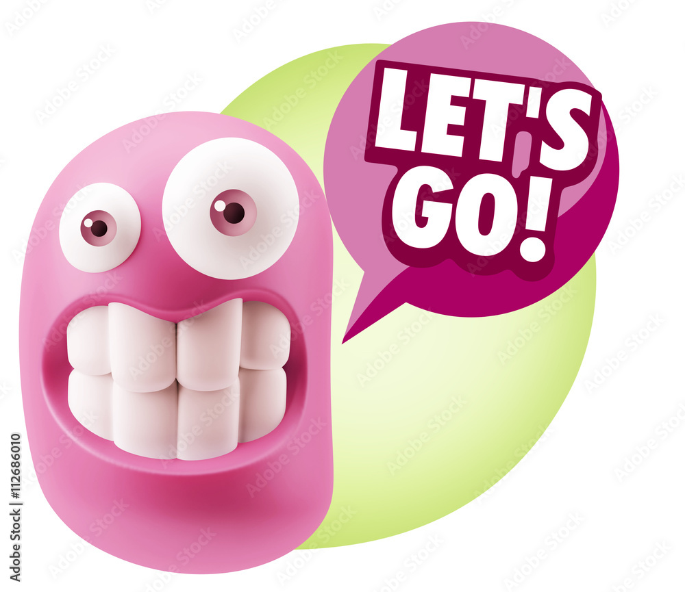 3d Rendering Smile Character Emoticon Expression saying Let'S Go 3d Rendering Smile Character Emoticon Expression saying Let'S Go