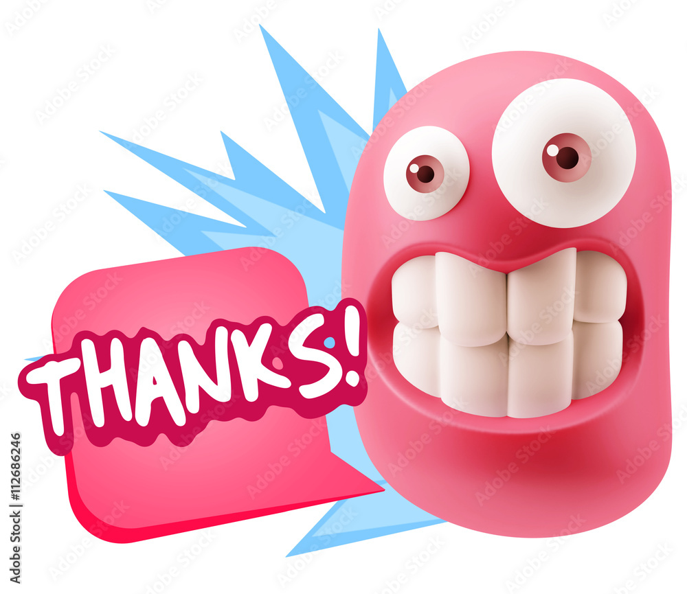 3d Rendering Smile Character Emoticon Expression saying Thanks w 3d Rendering Smile Character Emoticon Expression saying Thanks w