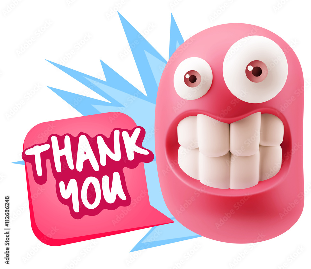 Obraz premium 3d Illustration Laughing Character Emoji Expression saying Thank