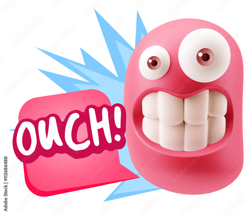 Obraz premium 3d Illustration Laughing Character Emoji Expression saying Ouch