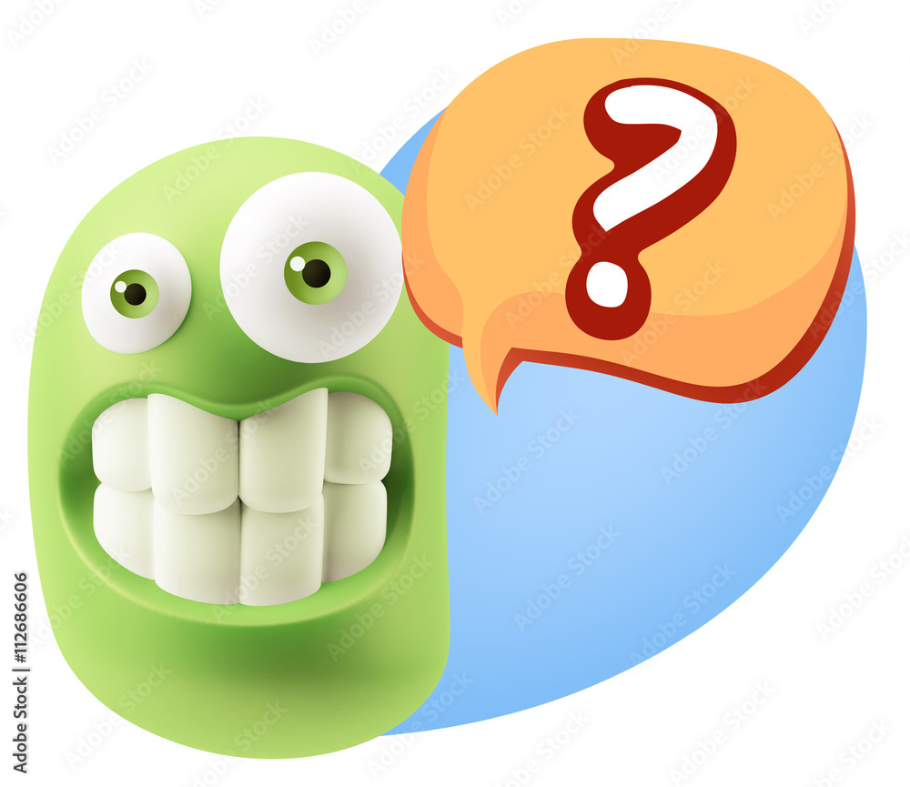 3d Illustration Laughing Character Emoji Expression saying ? wit 3d Illustration Laughing Character Emoji Expression saying ? wit