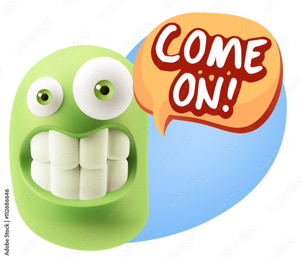 3d Illustration Laughing Character Emoji Expression saying Come 3d Illustration Laughing Character Emoji Expression saying Come