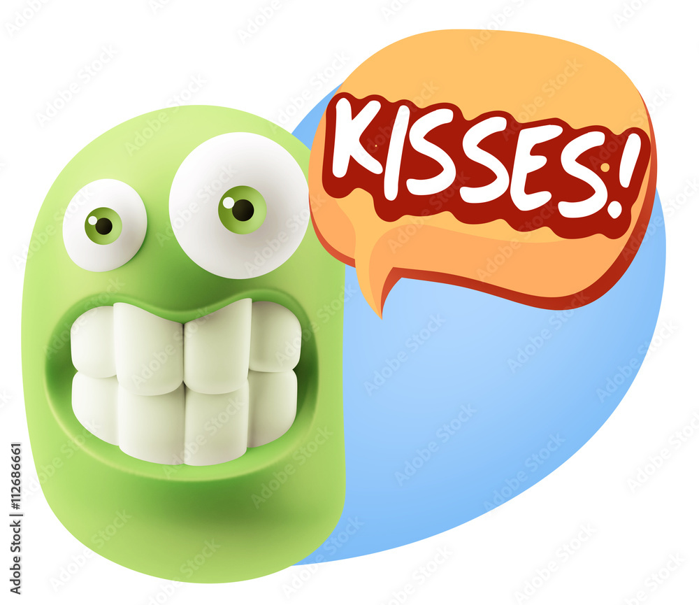 3d Rendering Smile Character Emoticon Expression saying Kisses w 3d Rendering Smile Character Emoticon Expression saying Kisses w