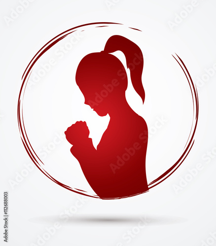 Woman prayer designed using grunge brush graphic vector.