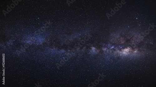 The Panorama milky way galaxy.Long exposure photograph.with grain