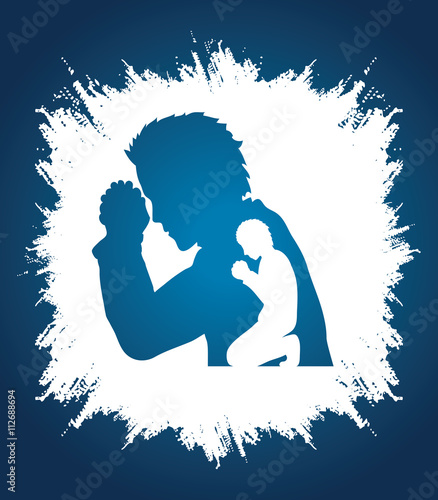 Man prayer designed on grunge frame background graphic vector.