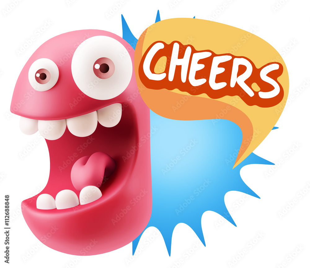 3d Rendering Smile Character Emoticon Expression saying Cheers w 3d Rendering Smile Character Emoticon Expression saying Cheers w