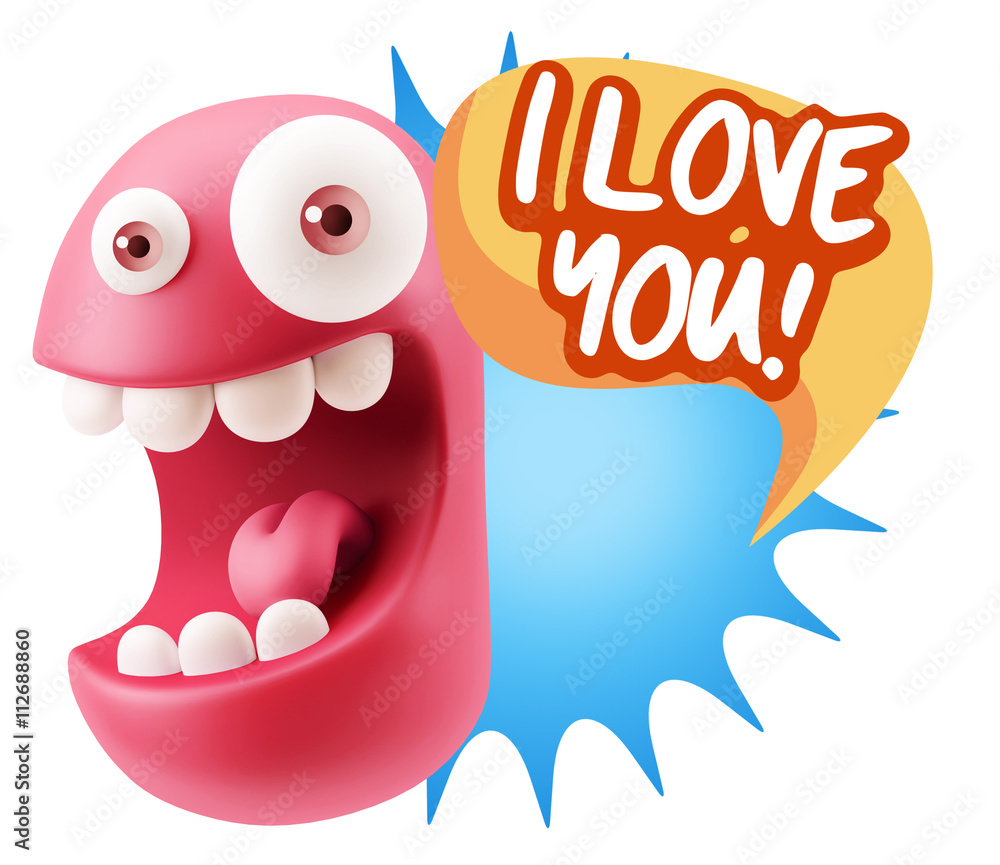 3d Rendering Smile Character Emoticon Expression saying I Love Y 3d Rendering Smile Character Emoticon Expression saying I Love Y