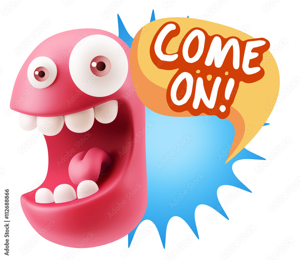 3d Illustration Laughing Character Emoji Expression saying Come 3d Illustration Laughing Character Emoji Expression saying Come