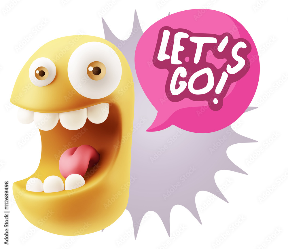 3d Rendering Smile Character Emoticon Expression saying Let'S Go 3d Rendering Smile Character Emoticon Expression saying Let'S Go
