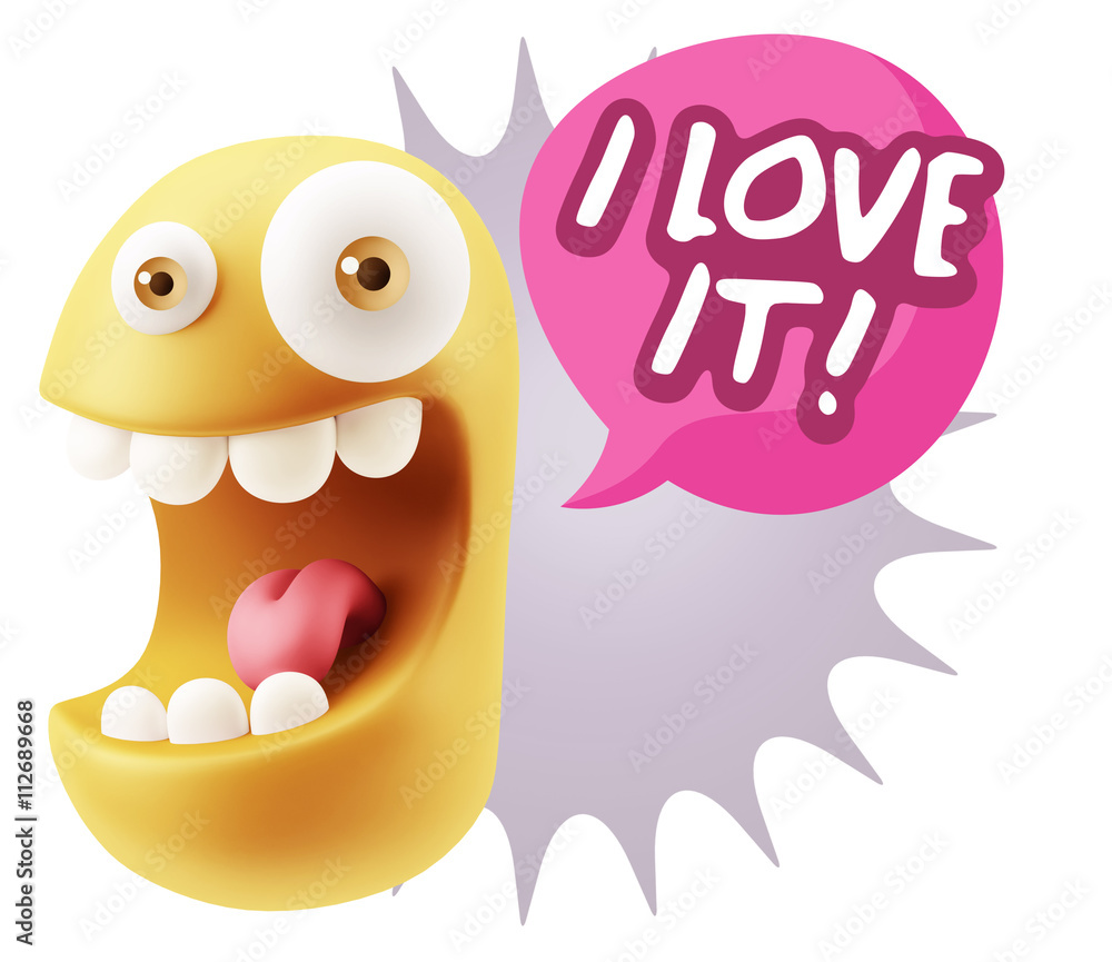 3d Rendering Smile Character Emoticon Expression saying I Love I 3d Rendering Smile Character Emoticon Expression saying I Love I