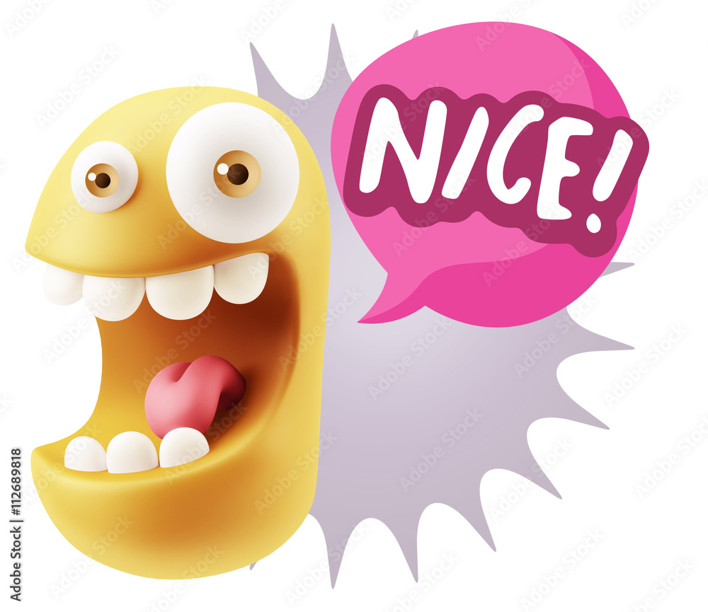 3d Rendering Smile Character Emoticon Expression saying Nice wit 3d Rendering Smile Character Emoticon Expression saying Nice wit