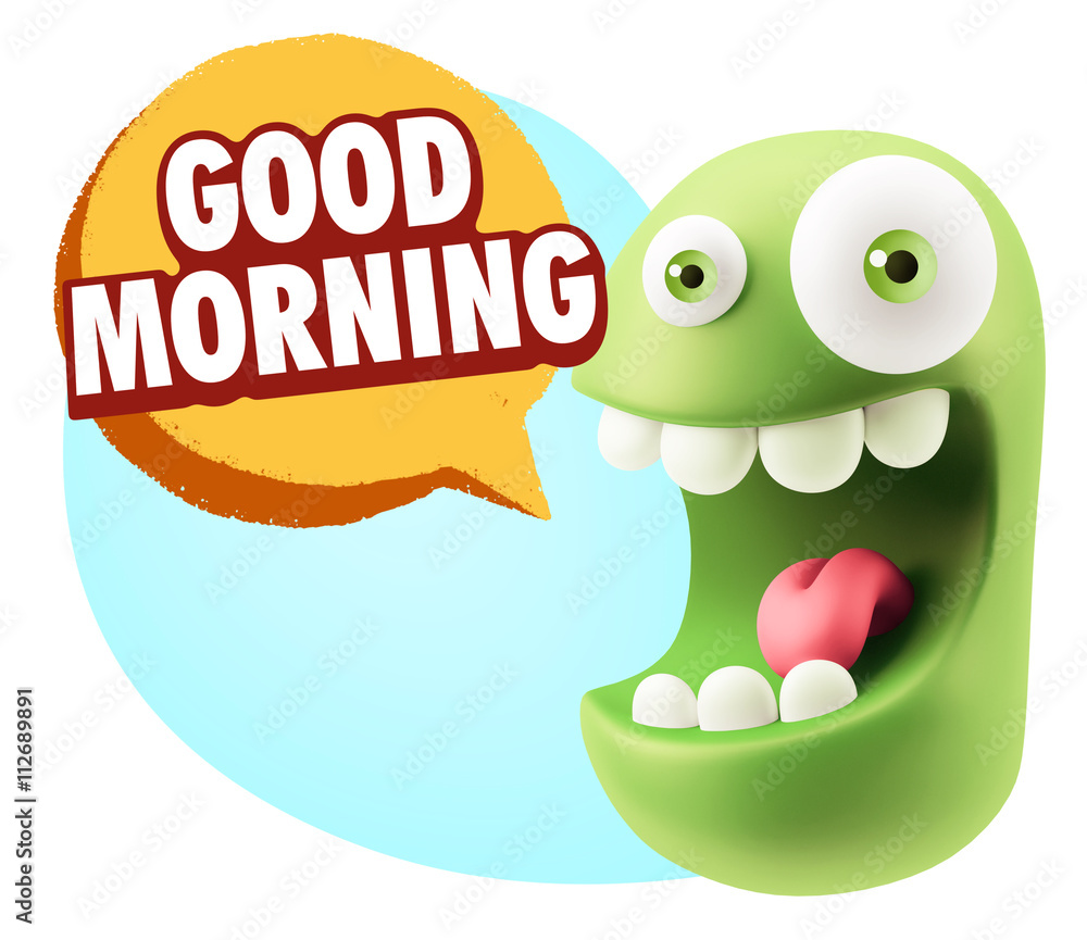 3d Rendering Smile Character Emoticon Expression saying Good Mor 3d Rendering Smile Character Emoticon Expression saying Good Mor