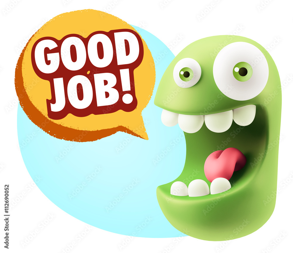 3d Rendering Smile Character Emoticon Expression saying Good Job 3d Rendering Smile Character Emoticon Expression saying Good Job