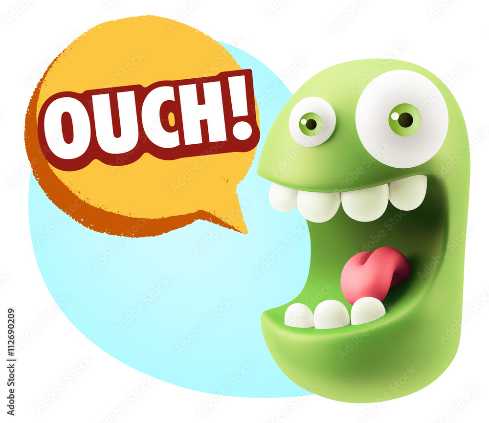 3d Illustration Laughing Character Emoji Expression saying Ouch 3d Illustration Laughing Character Emoji Expression saying Ouch