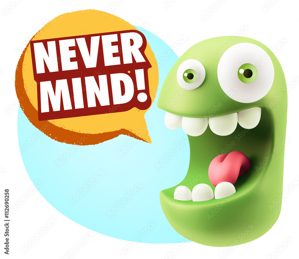 3d Rendering Smile Character Emoticon Expression saying Never Mi 3d Rendering Smile Character Emoticon Expression saying Never Mi