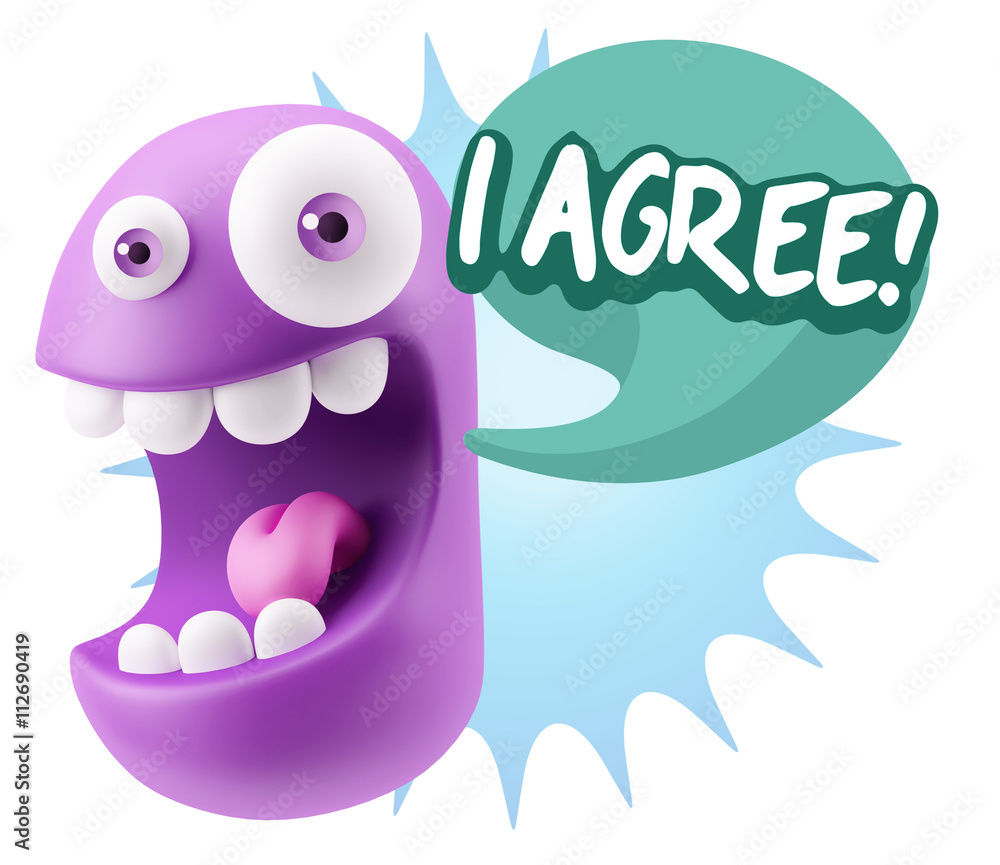 3d Illustration Laughing Character Emoji Expression saying I Agr 3d Illustration Laughing Character Emoji Expression saying I Agr