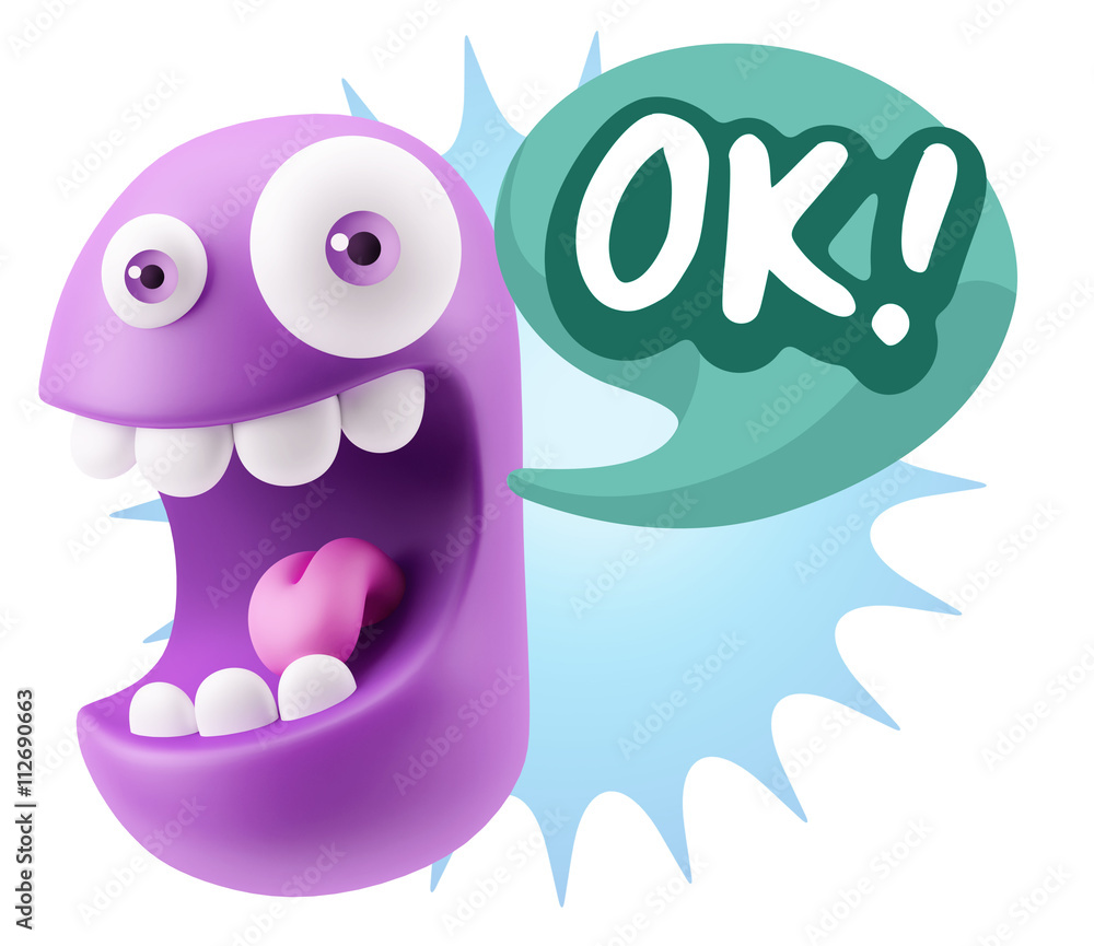 3d Rendering Smile Character Emoticon Expression saying Ok with 3d Rendering Smile Character Emoticon Expression saying Ok with
