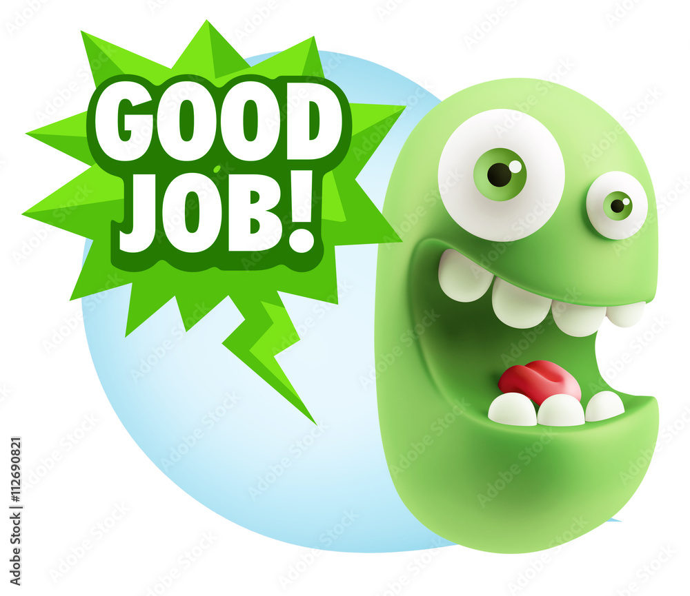 3d Rendering Smile Character Emoticon Expression saying Good Job 3d Rendering Smile Character Emoticon Expression saying Good Job