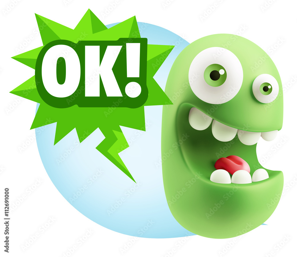 3d Rendering Smile Character Emoticon Expression saying Ok with 3d Rendering Smile Character Emoticon Expression saying Ok with