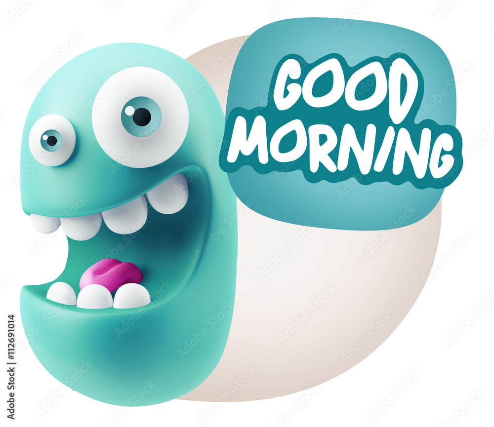 3d Rendering Smile Character Emoticon Expression saying Good Mor 3d Rendering Smile Character Emoticon Expression saying Good Mor