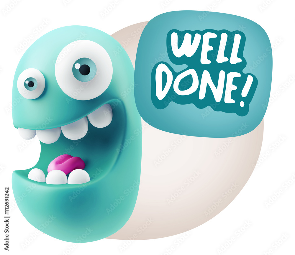 3d Rendering Smile Character Emoticon Expression saying Well Don 3d Rendering Smile Character Emoticon Expression saying Well Don