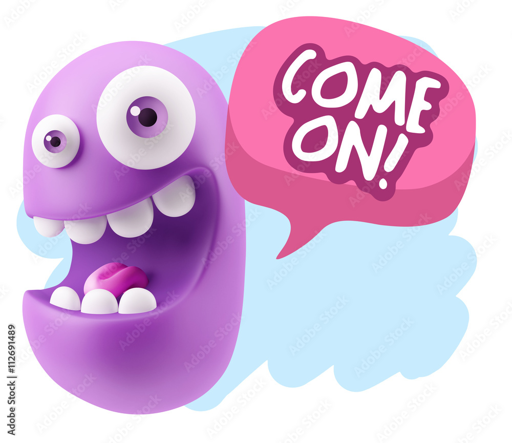 3d Illustration Laughing Character Emoji Expression saying Come 3d Illustration Laughing Character Emoji Expression saying Come