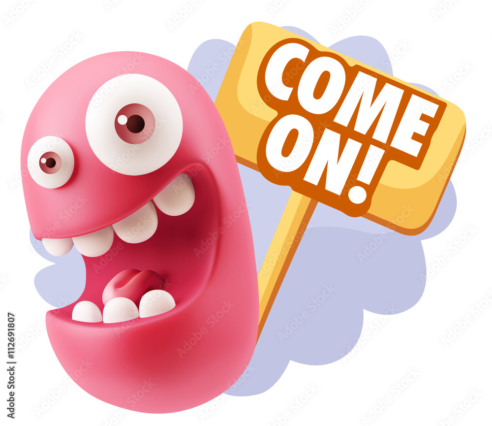 3d Illustration Laughing Character Emoji Expression saying Come 3d Illustration Laughing Character Emoji Expression saying Come