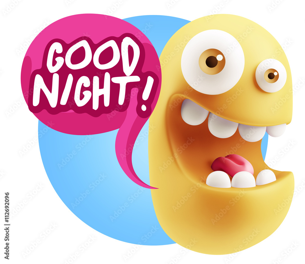 3d Rendering Smile Character Emoticon Expression saying Good Nig 3d Rendering Smile Character Emoticon Expression saying Good Nig