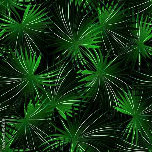 Tropical cabbage palm in a seamless pattern