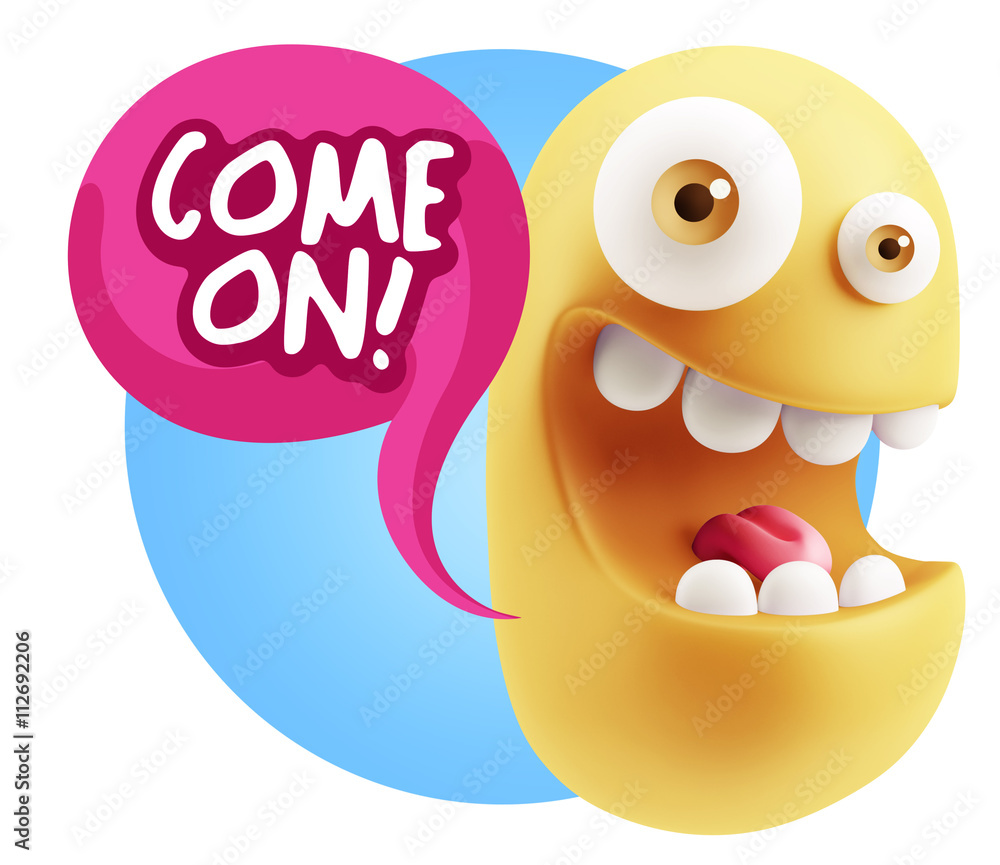 3d Illustration Laughing Character Emoji Expression saying Come 3d Illustration Laughing Character Emoji Expression saying Come