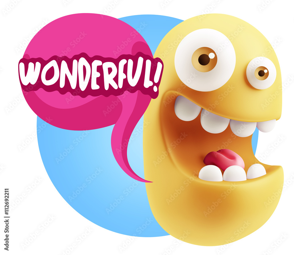 3d Rendering Smile Character Emoticon Expression saying Wonderfu 3d Rendering Smile Character Emoticon Expression saying Wonderfu