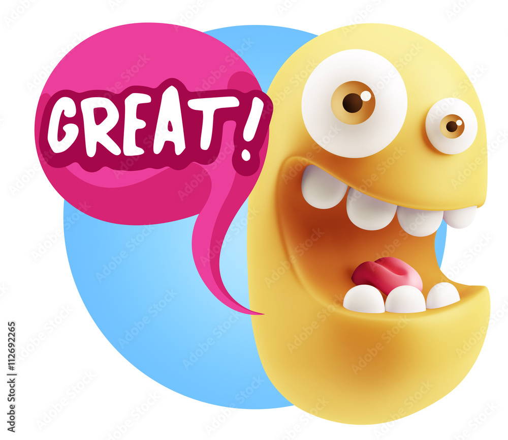 3d Illustration Laughing Character Emoji Expression saying Great 3d Illustration Laughing Character Emoji Expression saying Great