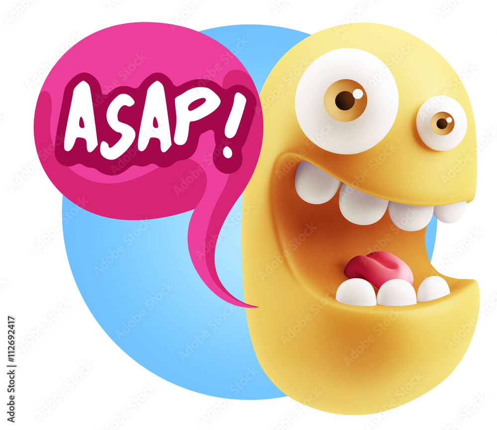 3d Illustration Laughing Character Emoji Expression saying Asap 3d Illustration Laughing Character Emoji Expression saying Asap